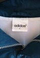  90'S ADIDAS 1/4 ZIP WINDBREAKER IN BLUE / WHITE SIZE XL