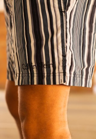 VINTAGE 90'S CALVIN KLEIN SWIMMING TRUNKS IN BLACK & WHITE