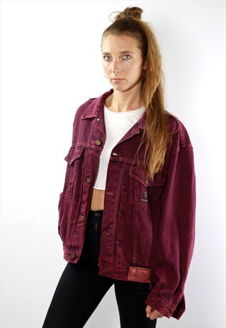 RED DENIM JACKET VINTAGE DENIM JACKET RED