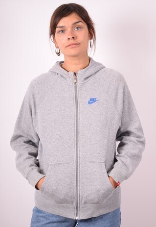 NIKE WOMENS VINTAGE HOODIE JACKET XL GREY 90S