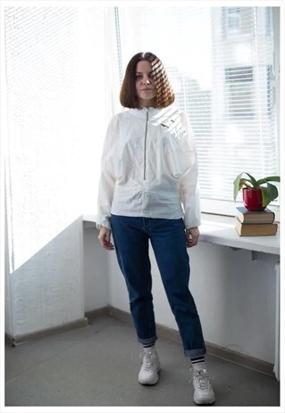 VINTAGE 80'S WHITE HIGH COLLAR TOP