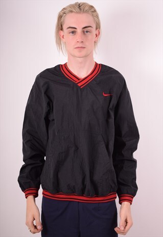 NIKE MENS VINTAGE PULLOVER JACKET MEDIUM BLACK 90S