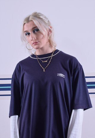 NAVY UMBRO EMBROIDERED T-SHIRT