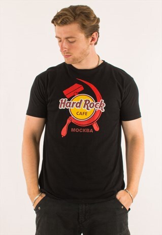 VINTAGE BLACK MOCKBA HARD ROCK CAFE T-SHIRT TEE
