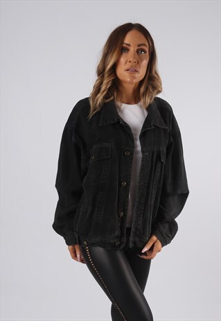 VINTAGE DENIM JACKET OVERSIZED FITTED UK 16 XL (Q4J)