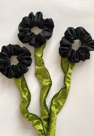 BLACK LYCRA SCRUNCHIE HAIR ACCESSORIES,MM