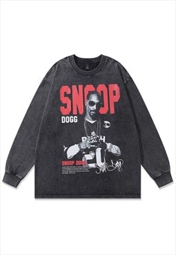 Snoop Dogg t-shirt vintage wash top rapper print long tee