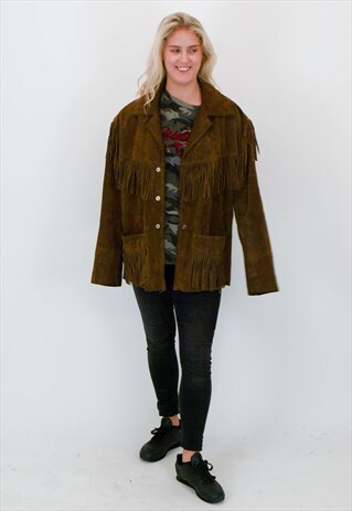 VINTAGE LEATHER FRINGE JACKET