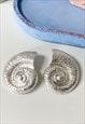 Chunky Silver Shell Retro Earrings