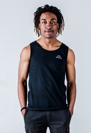 VINTAGE 90S KAPPA TANK TOP IN BLACK