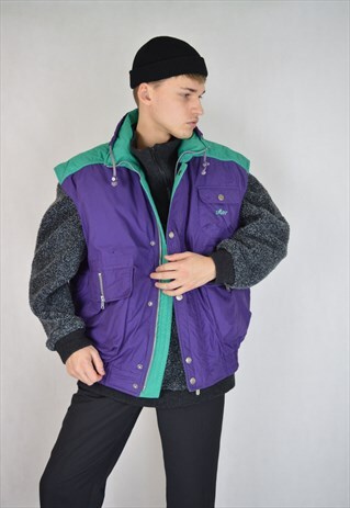 VINTAGE TWO COLOUR RAVE OVERSIZE CARGO GILET
