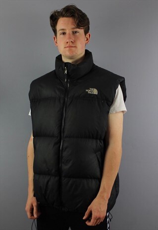 VINTAGE THE NORTH FACE GILET IN BLACK WITH EMBROIDERED LOGOS