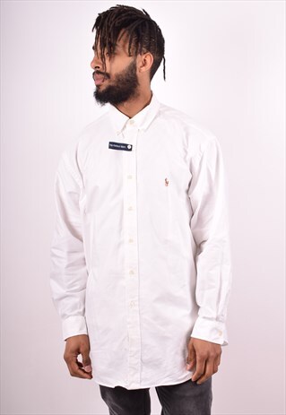 RALPH LAUREN MENS VINTAGE SHIRT XL WHITE 90S