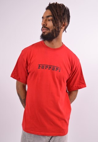 FERRARI MENS VINTAGE T-SHIRT TOP MEDIUM RED 90S