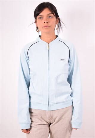 REEBOK WOMENS VINTAGE TRACKSUIT TOP JACKET SMALL BLUE 90S