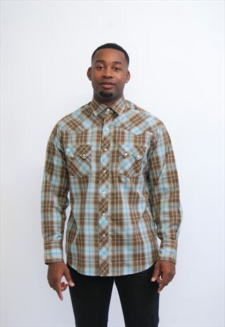 VINTAGE WRANGLER WESTERN CHECK SHIRT
