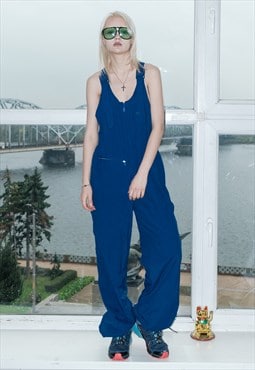 90's Vintage ski tracksuit dungarees in midnight blue