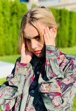VINTAGE 90'S MULTICOLOR ALL OVER FLORAL PRINTED SHIRT