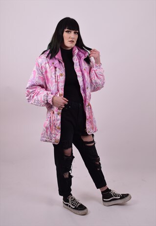 VINTAGE 90'S PINK SKI WINDBREAKER JACKET SIZE LARGE