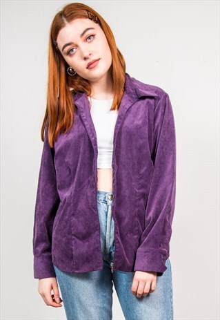 VINTAGE 90'S PURPLE CORD ZIP FASTEN SHIRT