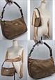 VINTAGE PRADA RE-NYLON BAGUETTE BAG, TESSUTO, BROWN