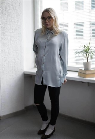 VINTAGE 80'S LIGHT BLUE LONG SLEEVE SHIRT