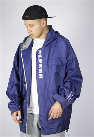 VINTAGE MENS REEBOK WINDBREAKER LOGO HOODED JACKET