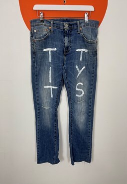 Levi's 527 Distressed Painted TITYS Denim Jeans 33 x 34
