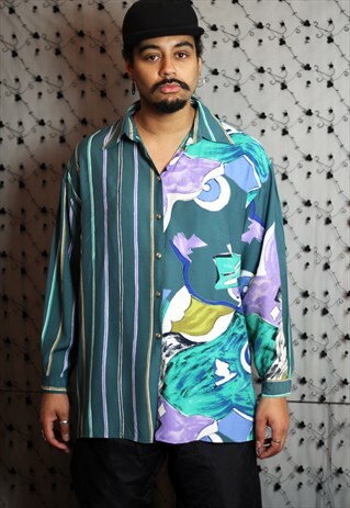 VINTAGE TURQUOISE 90S PRINT SHIRT