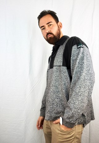 VINTAGE ADIDAS BLACK & ASHGREY LONG SLEEVES POLO