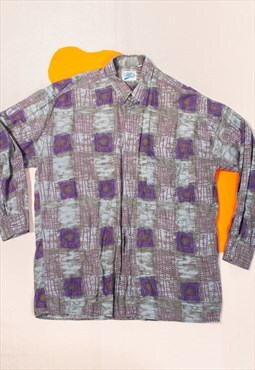 Vintage Shirt 80s Crazy Pattern Oversized Unisex Shirt