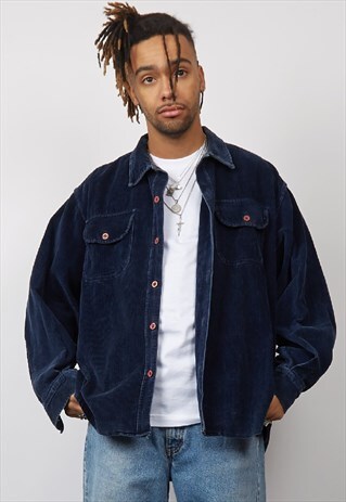 VINTAGE 80'S NAVY HEAVY CORDUROY WORKMAN JACKET