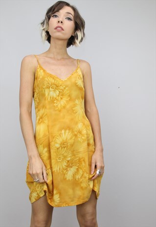 VINTAGE 90S FLORAL PATTERNED SUMMER MINI SLIP DRESS