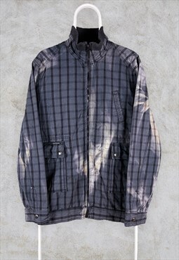 Vintage Calvin Klein Jacket Workwear Bomber Check Grey XL