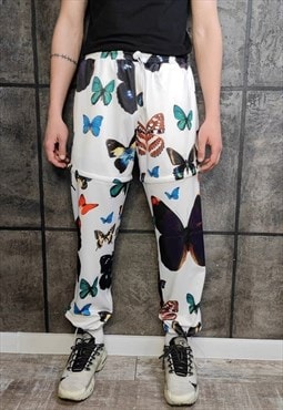 Butterfly joggers detachable handmade shorts raver pants 