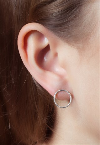 LARGE 12MM CIRCLE STUD EARRINGS STERLING SILVER
