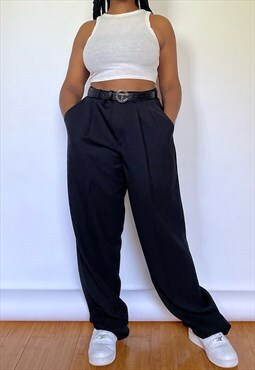 Vintage Y2K Black Oversized Pleated Trousers 