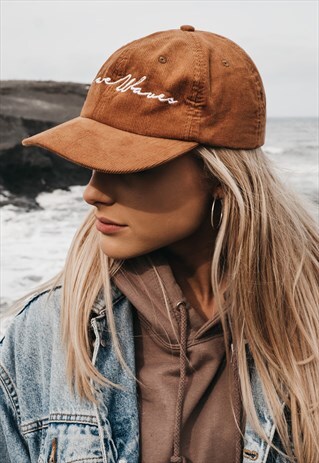 'MAKE WAVES' CORD CAP IN TAN