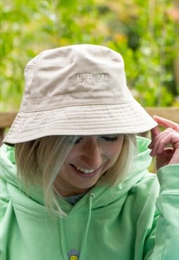 ROR Personalised Embroidered Initials Bucket Hat in Cream