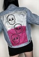 CANDY SKULL - REWORKED HAND PAINTED JACKET SIZE MEDIUM