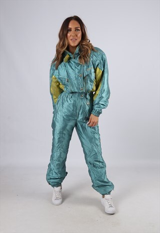 VINTAGE DESCENTE FULL SKI SUIT SNOW SPORTS UK S 10 (J4O)
