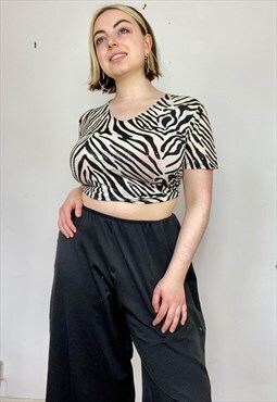 Vintage 90s zebra print sparkly top 