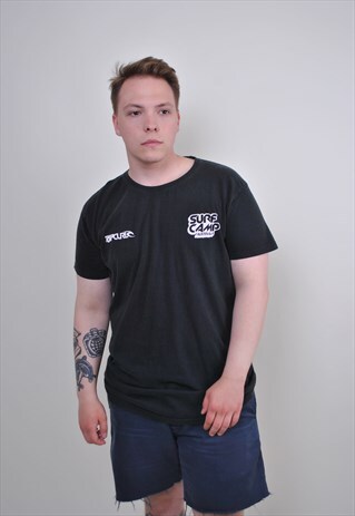 BLACK RIPCURLE SURF TEE, PALM PRINT SUMMER SEA T-SHIRT