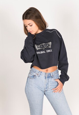 VINTAGE 90S USA CROP SWEATSHIRT/R004
