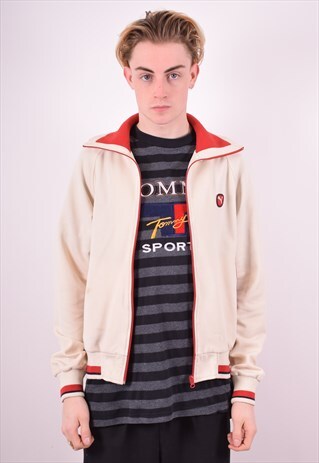 PUMA MENS VINTAGE TRACKSUIT TOP JACKET MEDIUM BEIGE 90'S