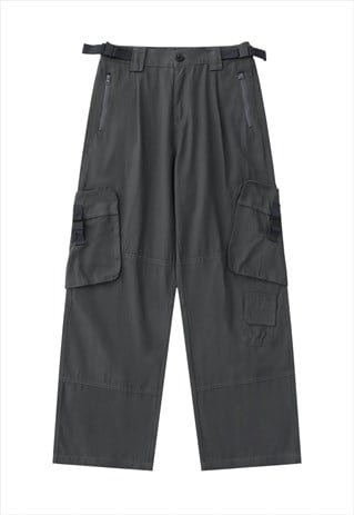 CARGO POCKET JOGGERS UTILITY PANTS SKATE TROUSERS  IN GREY 