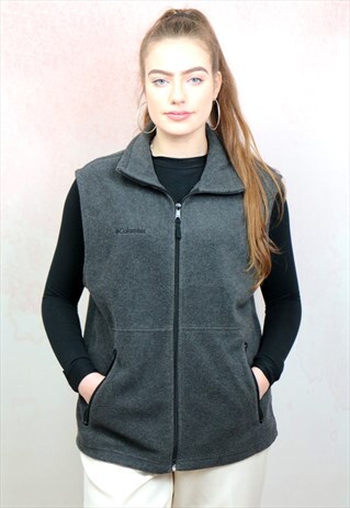 1990S VINTAGE GREY FLEECE ZIP UP GILET