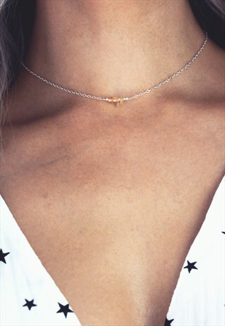 NOVEMBER CITRINE BIRTHSTONE STERLING SILVER NECKLACE - ALUNA