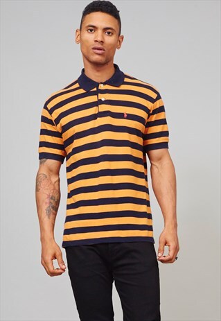 VINTAGE 90'S ORANGE STRIPED POLO RALPH LAUREN POLO T-SHIRT