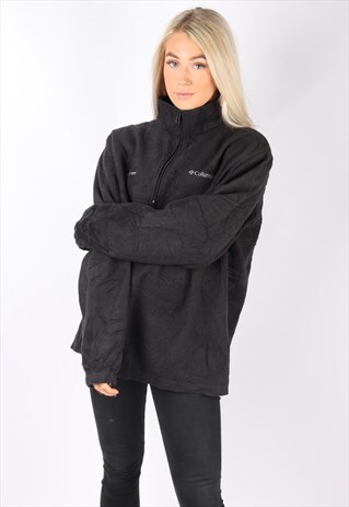 VINTAGE COLUMBIA FLEECE JUMPER SWEATER OVERSIZED 1/4 ZIP L